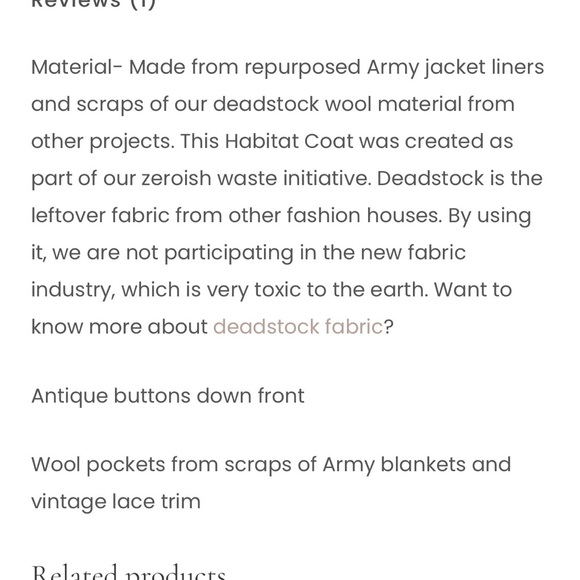 Revivall Clothing Cropped Habitat Coat XS - Picture 7 of 7